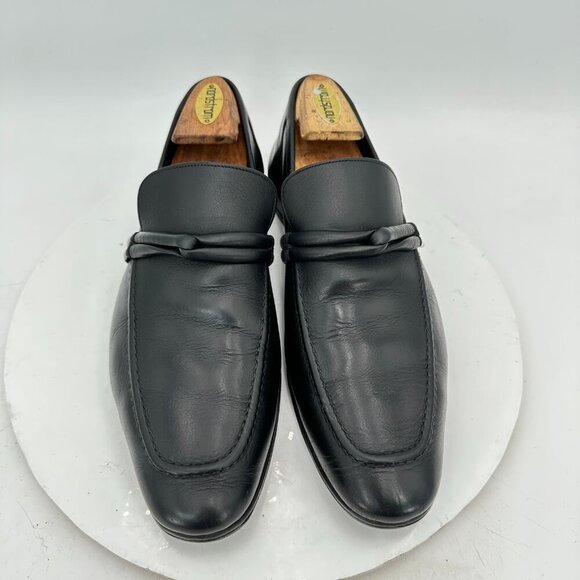 Gucci Men UK 8.5D US 9D Black Smooth Knot Leather Pull On Loafer Dress Shoes - Picture 1 of 9